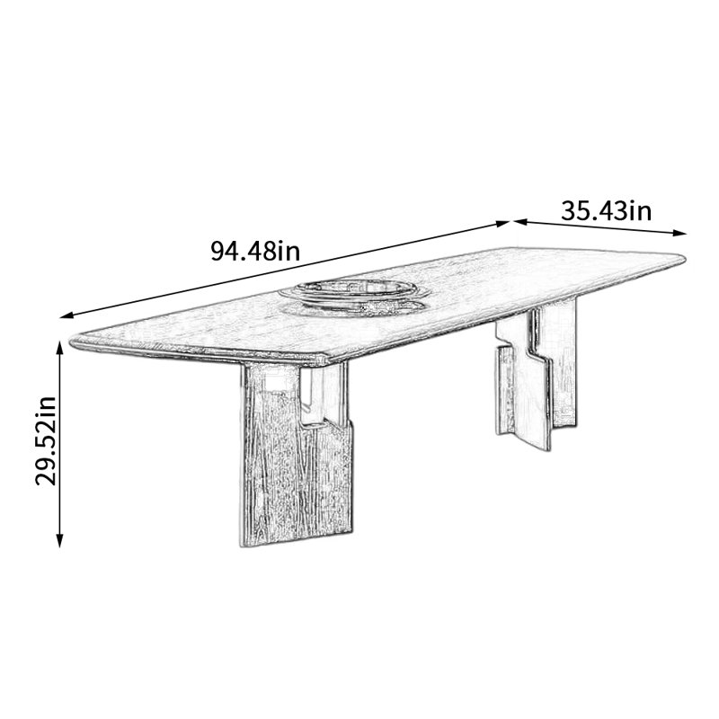 Grand bureau d'écriture Black Minimalist Art, H 29,52 po x l 94,48 po x P 35,43 po