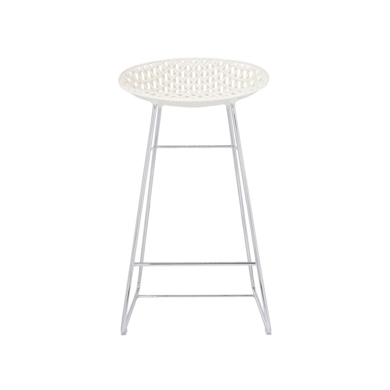 Smatrik Stool with Metal Frame, White/Chrome