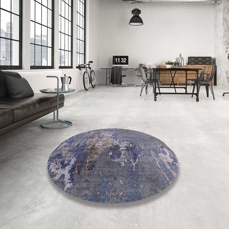Tapis gris / brun / bleu, Rond 4 pi