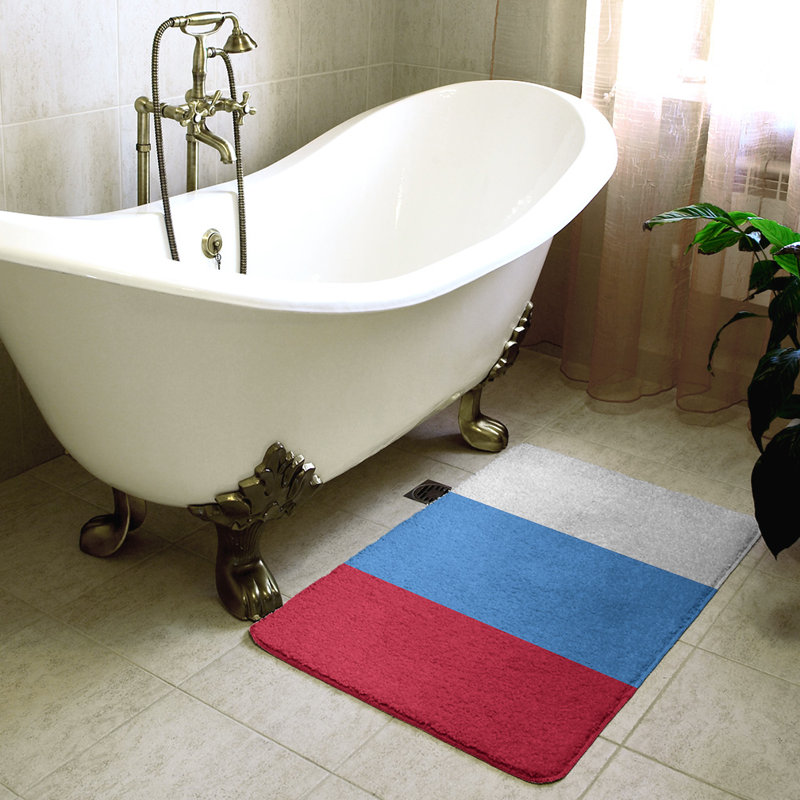 Tapis pour salle de bain Tennessee, l 17 po x L 24 po, Bonbon / bleu maya / blanc cassé