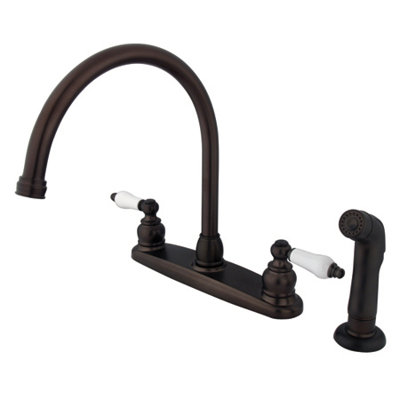 Kingston Brass Vintage Two-Handle 4-Hole 8" Centerset Kitchen Faucet with Side Sprayer