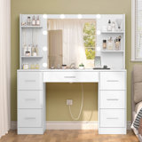 Camyla Large Vanity for Valentine's Day gift with LED Lights and Large Mirror
