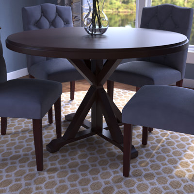 Rustic Brown 48" Round Dining Table with Sturdy X-Base Pedestal