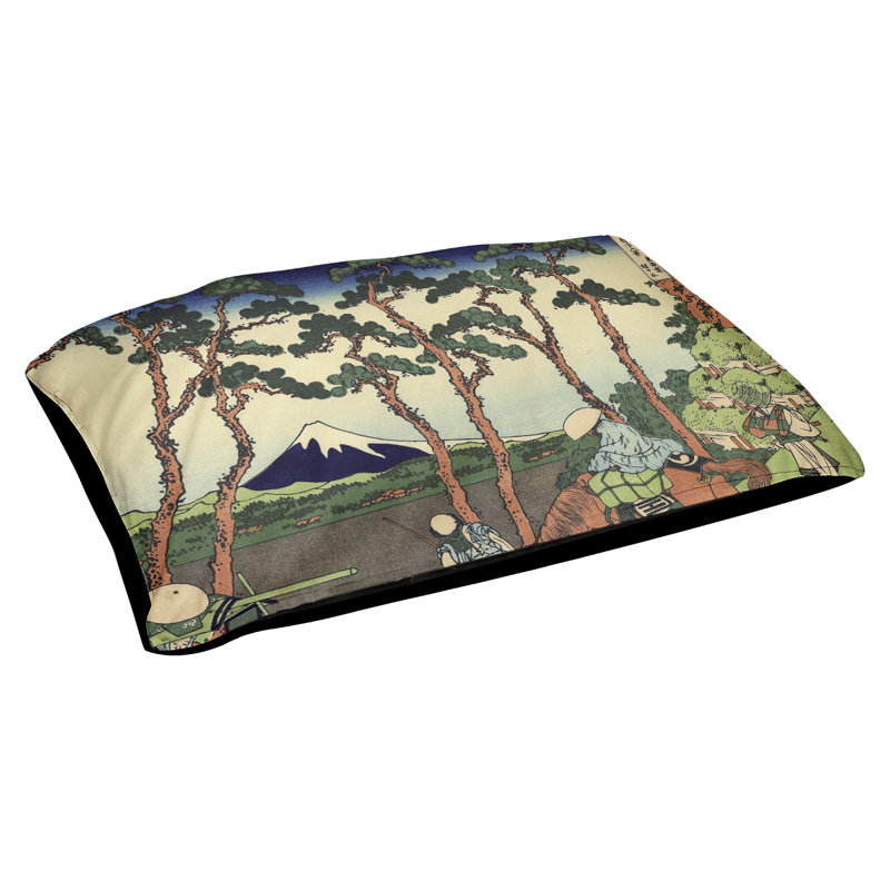 Coussin Burkart Hodogaya sur le tokyo, Moyen (l 42,5 po x P 32,5 po x H 4 po), Vert, bleu et gris