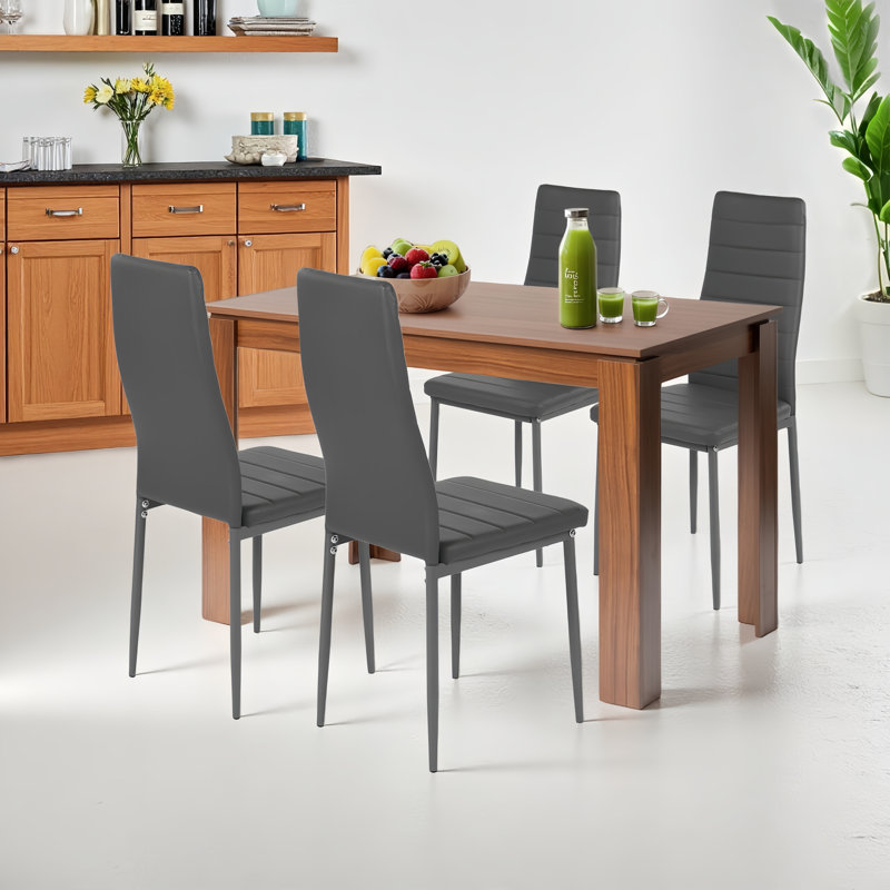 Modern 4 Person Dining Table Set,120Cm Rectangular  Kitchen Table With 4 Ergonomic Gery Chairs,Small Dining Table And Chairs Set For Kitchen,Dining Room