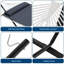 2 Person Freestanding Double Hammock with Stand, Pillow & Removable Quilted Pad, Dark Grey Cotton Rope Hammock Bed