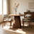 Brown Curved Solid Wood Dining Table
