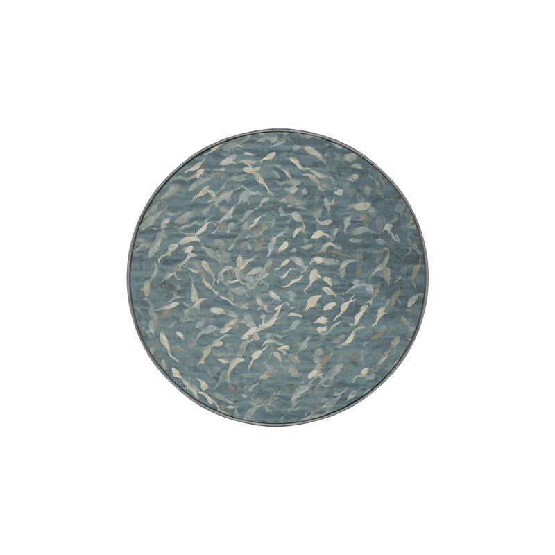 Machine Washable Gray Area Rug, Round 8'