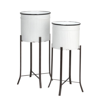 Round Metal Planters on Stands