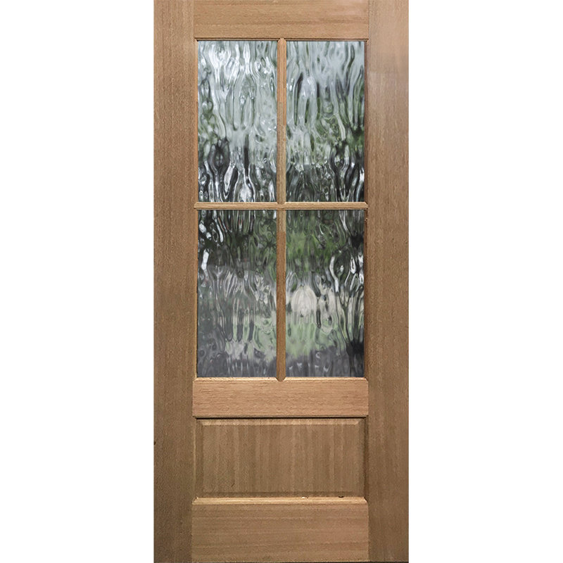 4 Lite TDL Mahogany Slab Front Door, 36" W x 80" H, Left Hand/Inswing, Flemish