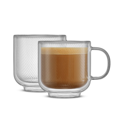 Joyjolt Harbor Rounded Edge Swirl Texture Double Wall Mug, 15oz In Clear