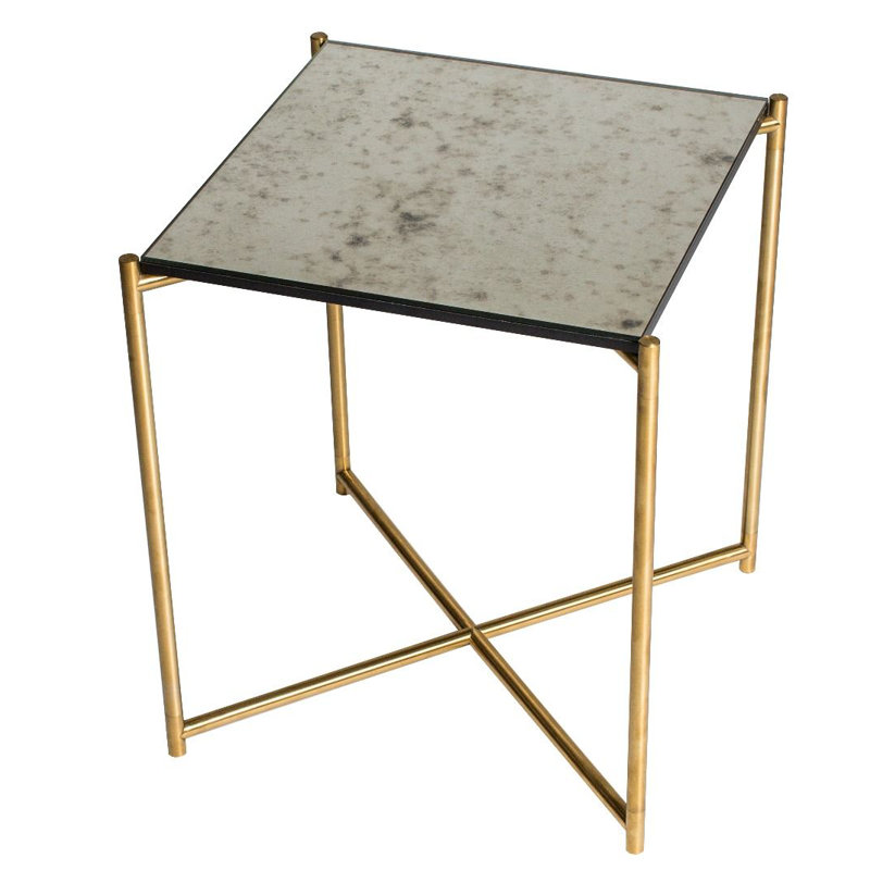 Bedell Glass Top End Table, Brass