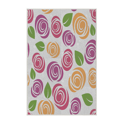Tapis mauve à motif floral Yusha