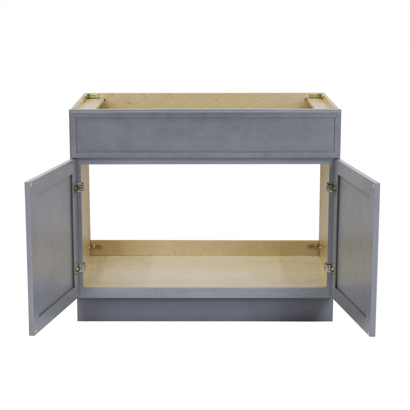 39" W Birch Plywood Freestanding Single Base Storage Cabinet with Soft Close Door, Smoky Gray
