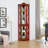 Curio Cabinets with Lights, Adjustable Glass Shelves, Mirrored Back | Walnut Brown Traditional Corner Cabinet | 70.25"H x 21.5"W x 15.75"D
