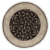 Hand Knotted Area Rug in Black And Taupe