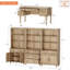 Ensemble de bureau 2 pièces, bureau double 56 po, bibliothèques avec 5 tiroirs et 2 portes, chêne