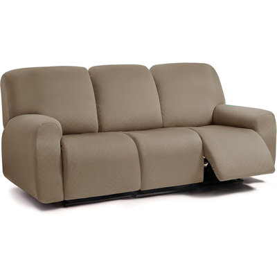 Housse pour canapé inclinable carré en jacquard, housse extensible 8 pièces pour canapé inclinable 3 places, tissu épais et doux lavable (taupe)