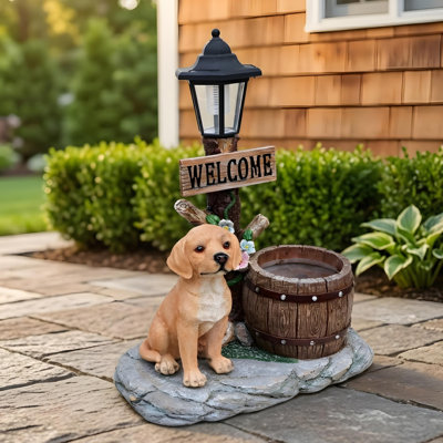 Labrador Dog Solar Planter Garden Statue