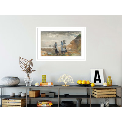 «Three Fisher Girls Tynemouth» par Winslow Homer, impression giclée sur cadre