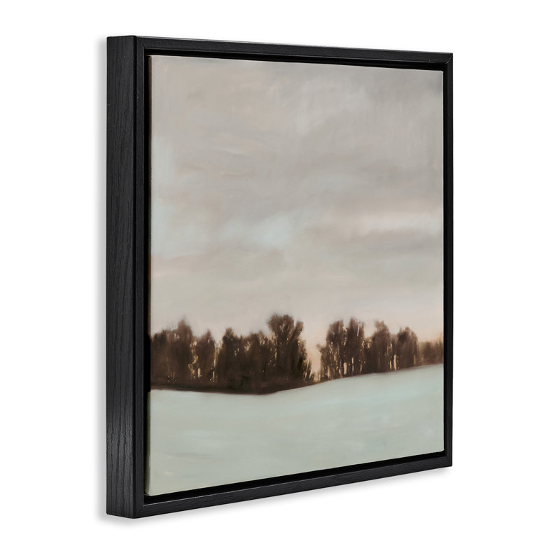 Cadre flottant Sundown Snow Scene, design par Megan Lightell, Cadre flottant noir de jais, H 18 po x l 18 po