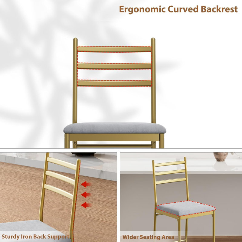 Counter Stool with Metal Frame, Grey/Gold, 64.83 cm