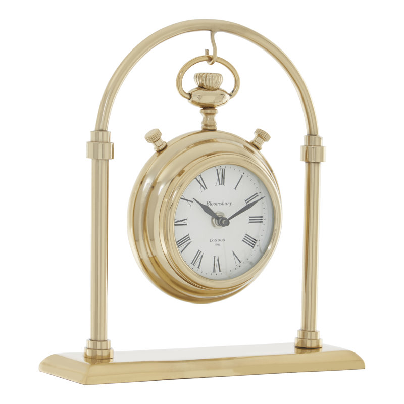 Hampstead Analogue Metal Quartz Movement / Crystal Tabletop Clock in Gold