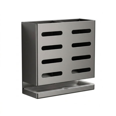 Stainless Steel Wall-Mounted Drainable Utensil Holder