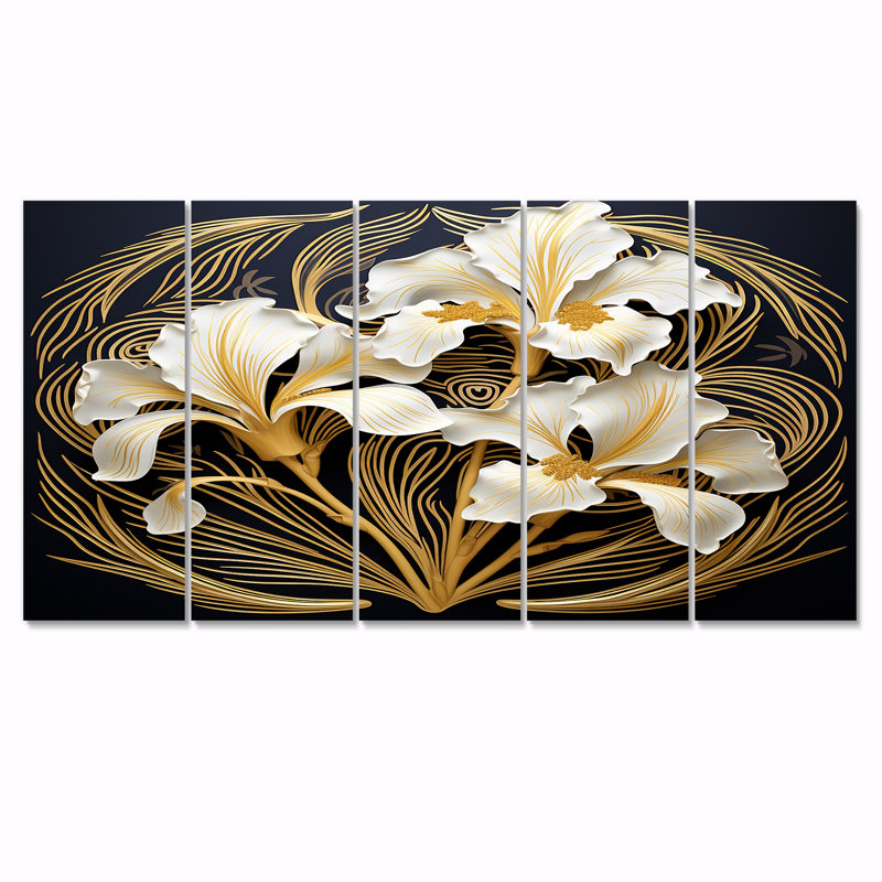 Ballentine - iris, art mural 5 pièces, H 28 po x l 60 po