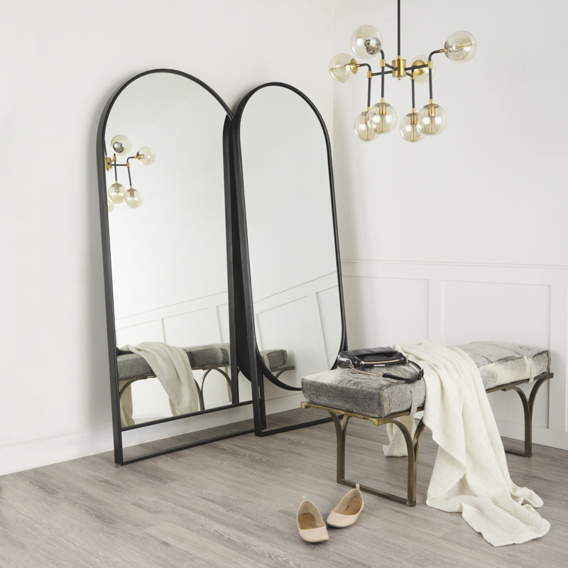 Alsen Solid Wood Rectangle Floor Mirror, Black
