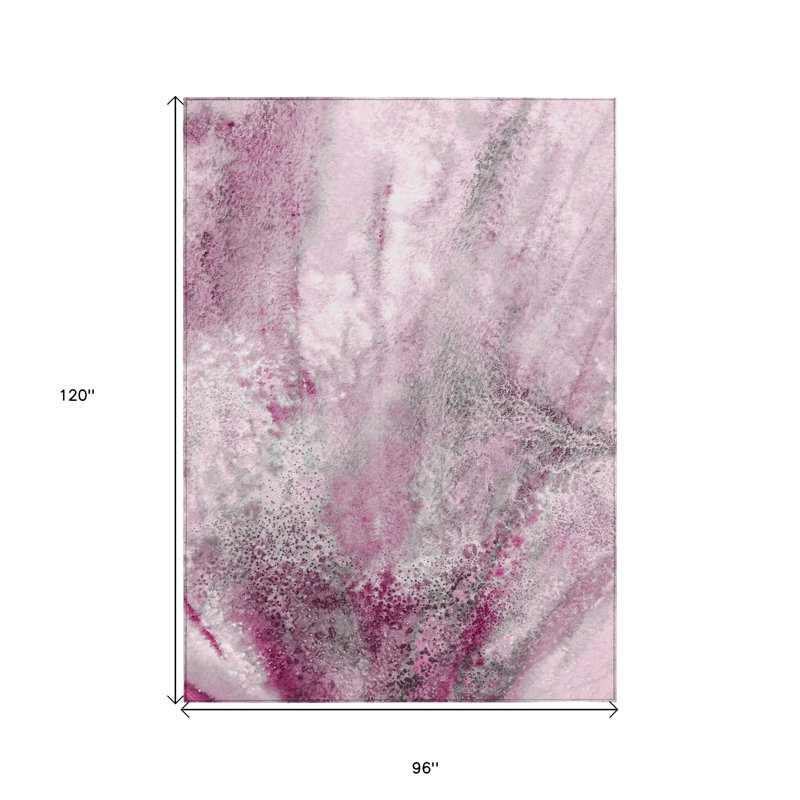 Tapis intérieur lavable abstrait antidérapant 8 pi x 10 pi rose