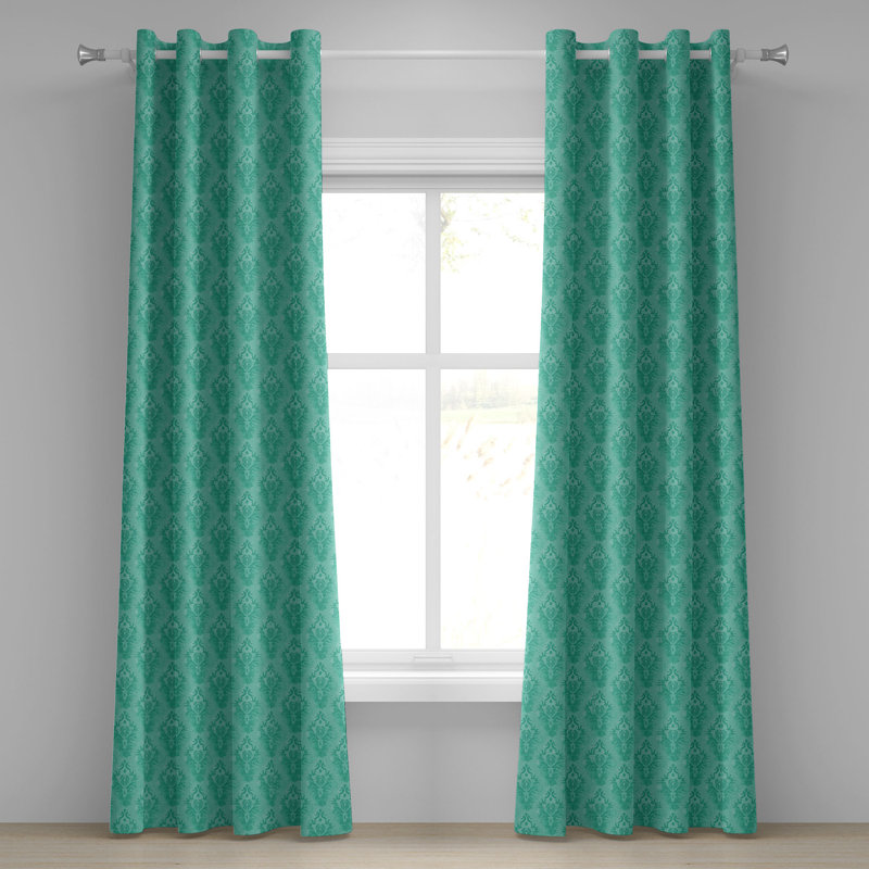 Rideau à œillets décoratif à 2 panneaux East Urban Home, 50 po, vert mer, L 50 po x L 108 po