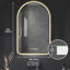 Miroir de salle de bain moderne à DEL arqué de 32 po x 60 po avec temps et température, rétroéclairage, brouillard, 3 lumières à intensité variable, cadre noir pour salle de bain au-dessus du lavabo, fonction de température, lumières réglables,