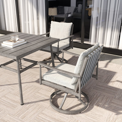Kashanti 2-Piece Outdoor Swivel Dining Chairs with Cushions by Red Barrel Studio