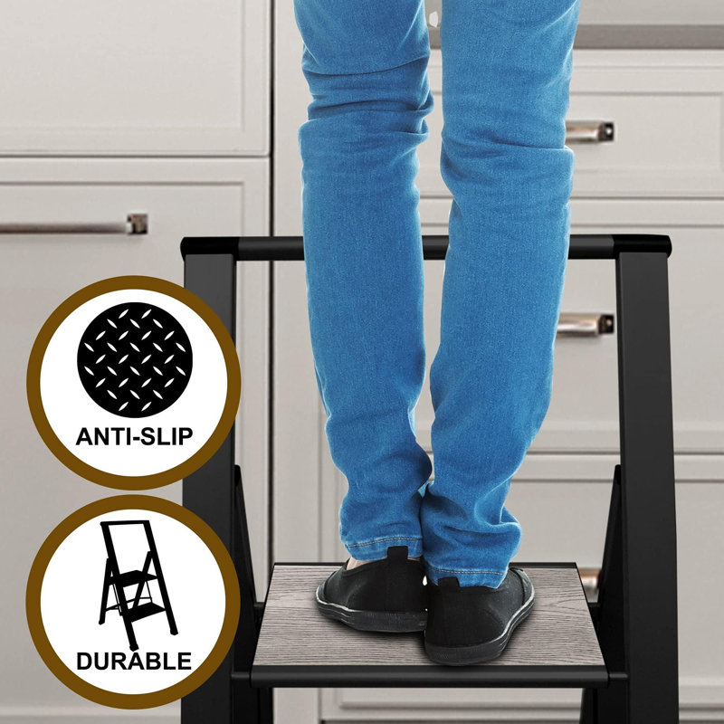 Black and Gray Aluminum Folding Step Ladder