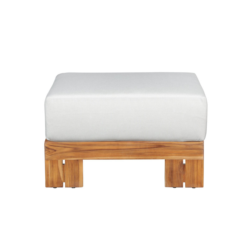 Jaivien Upholstered Outdoor Ottoman, Light Gray, Natural