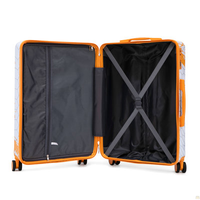 20 po / 24 po / 28 po 3 pièces / ensemble dans une valise à roulettes pour PC, valise de transport, avec motif imprimé et serrure à combinaison (orange)