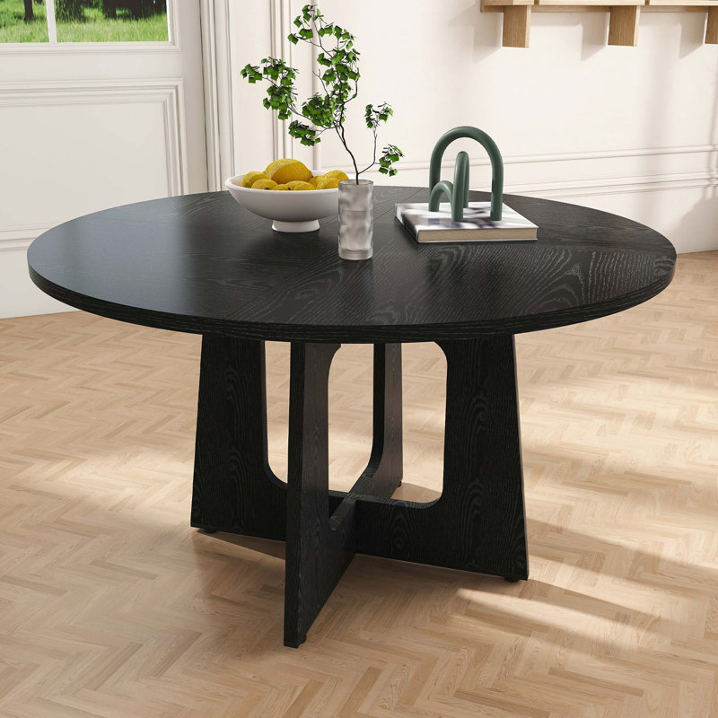 Table de salle à manger ronde de style campagnard, idéale pour les réunions de famille ou entre amis. Robuste et facile à monter.