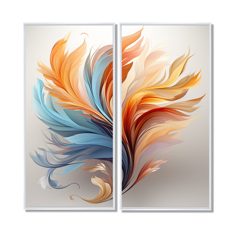 Art mural Liadan - Plumes d'animaux, 20" H x 24" W, Impression encadrée flottante, White