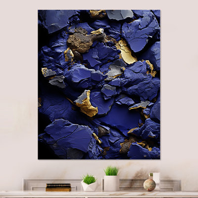 Sapphire Serenade Abstract Collage Rock - Abstract Collages Metal Wall Art