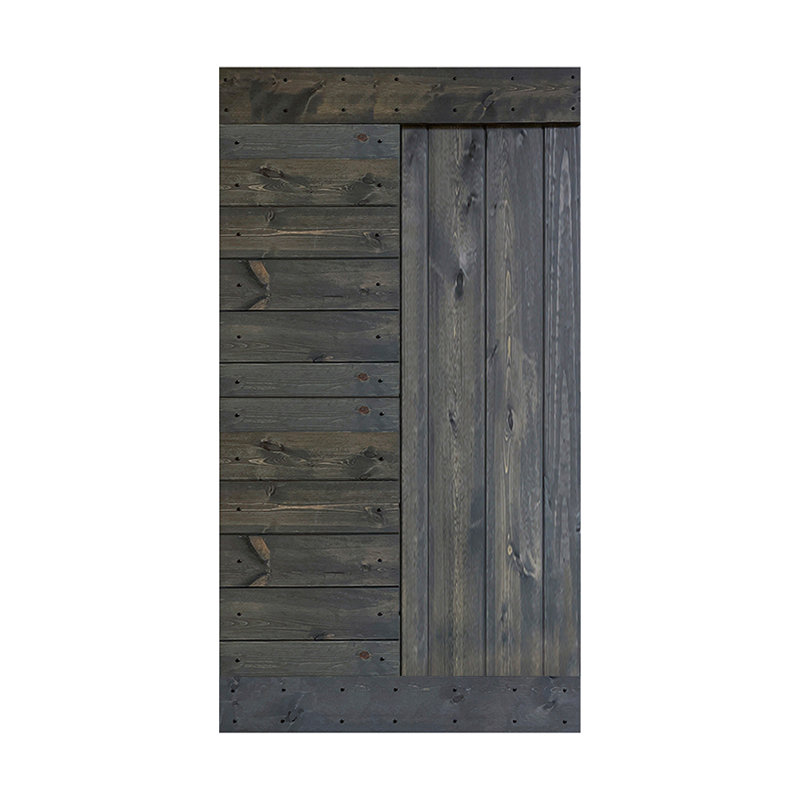 Gray Solid Wood Multipanel Modern Barn Door Slab