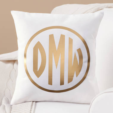 Gold Foil Monogram Throw Pillow with Custom initials Printed | Square Removable Cover | Decorative Accent | 14 x 14 East Urban Home Customize: Yes