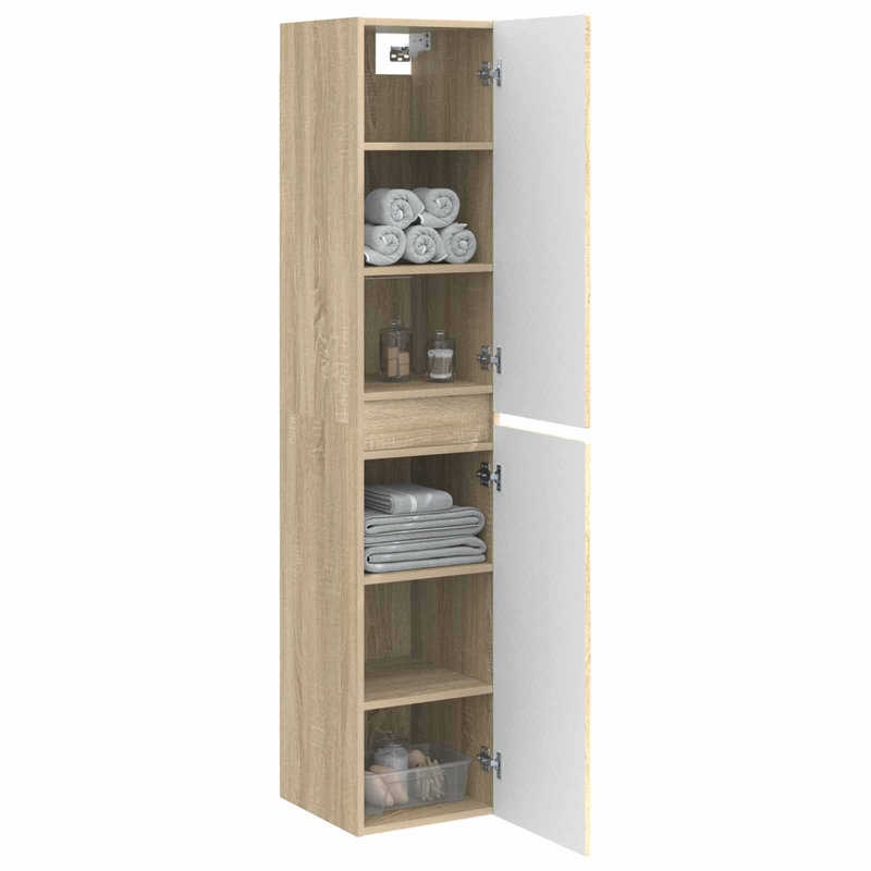 Engineered Wood Linen Cabinet, Sonoma Oak