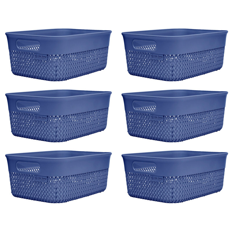 Life Story Plastic Basket, 6.5" H x 14" W x 10" D, 6, Blue