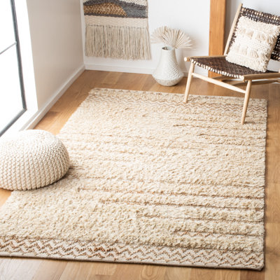 Natura Hand Loomed Wool/Jute/Cotton Chevron Rug in Beige