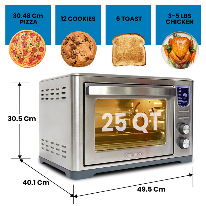 Kenmore 25 Qt. 11 in 1 Digital Air Fryer Convection Toaster Oven Rotisserie
