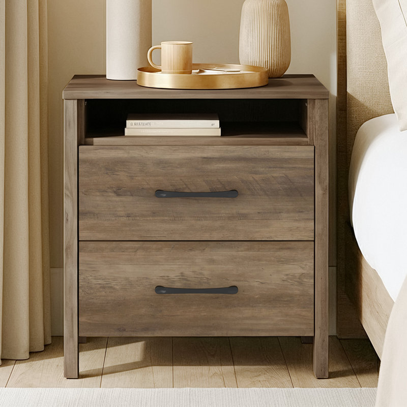 Allysyn 22.7" 2 Drawer Nightstand - Knotty Oak