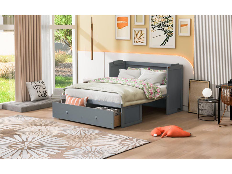 Lit escamotable avec port USB et grand tiroir