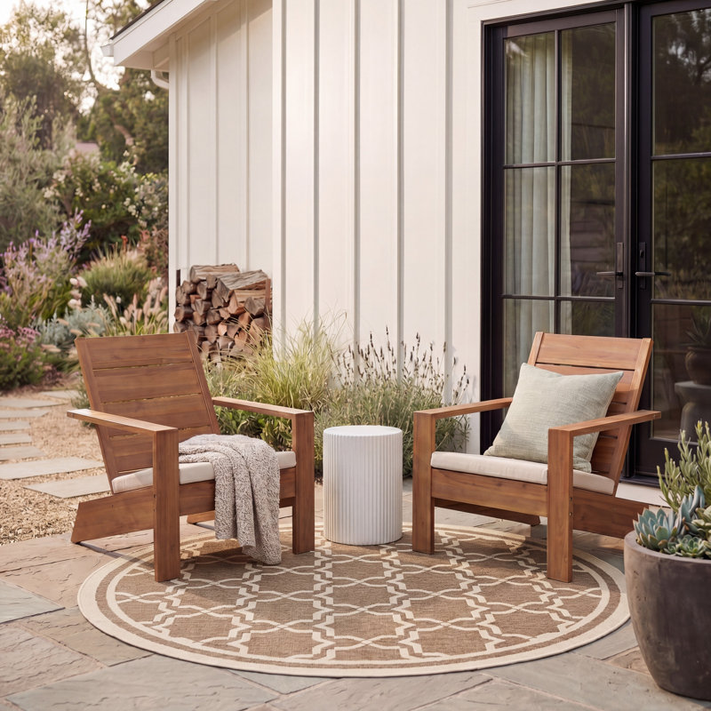 Dirks Performance Geometric Indoor/Outdoor Area Rug, Round 5'3"