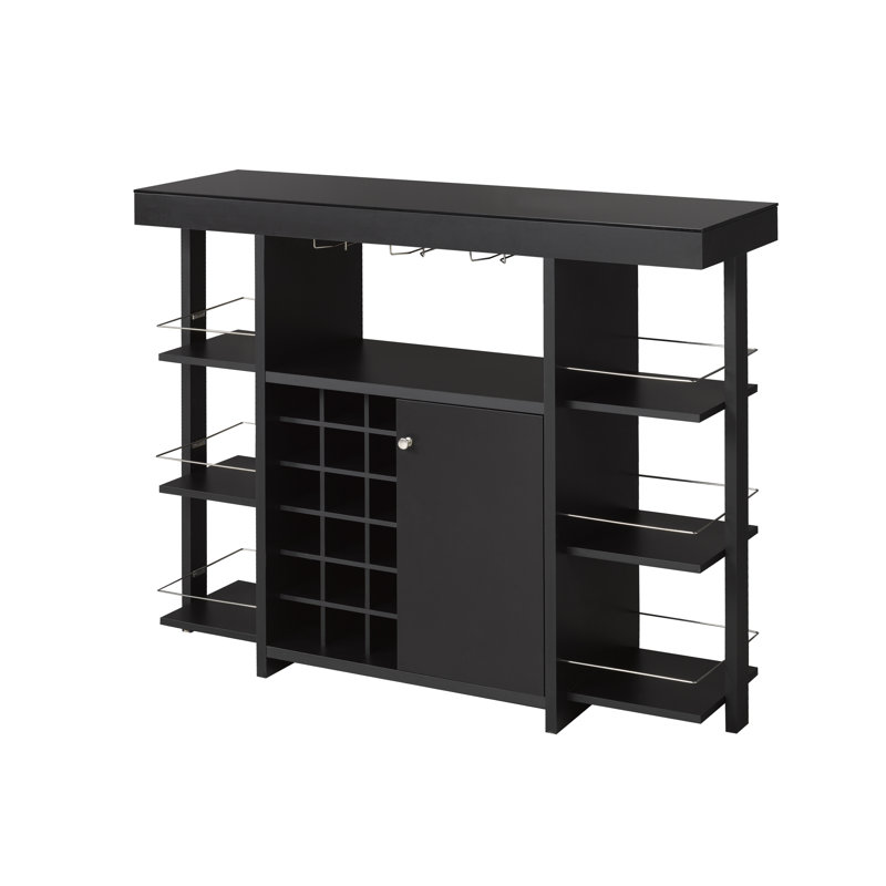 Bar avec rangement pour bouteilles de vin Emden, Noir